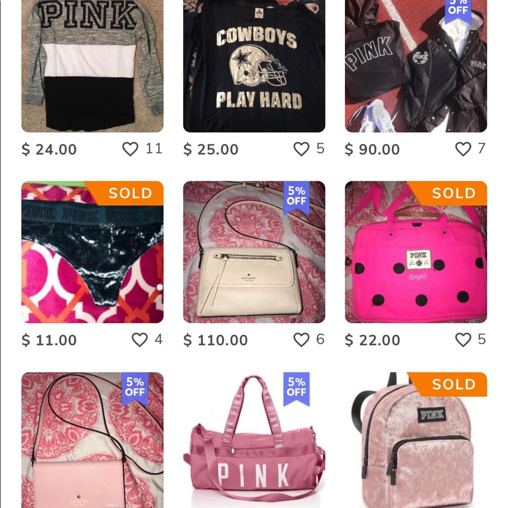 Various vs pink items tees bag backpack bottles